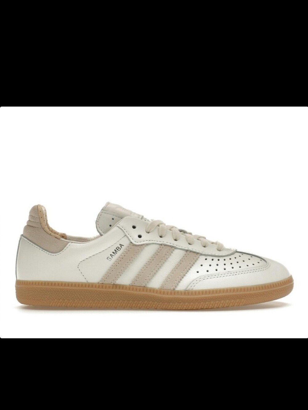 adidas Samba Leather Sneaker in Off-White and Beige with Gum Sole
